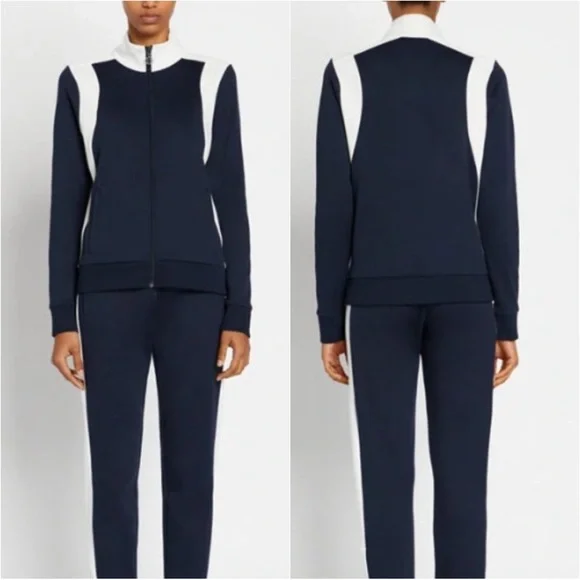 Tori Birch Tori Sport Colorblock Navy & White Track Jacket Sz. Medium - Picture 2 of 12